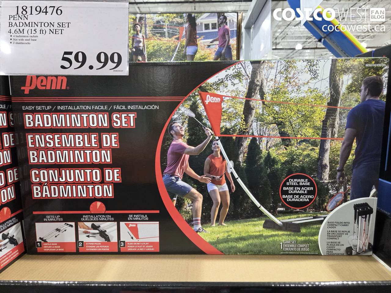 1819476 PENN BADMINTON SET 4.6M (15 FT) NET $59.99