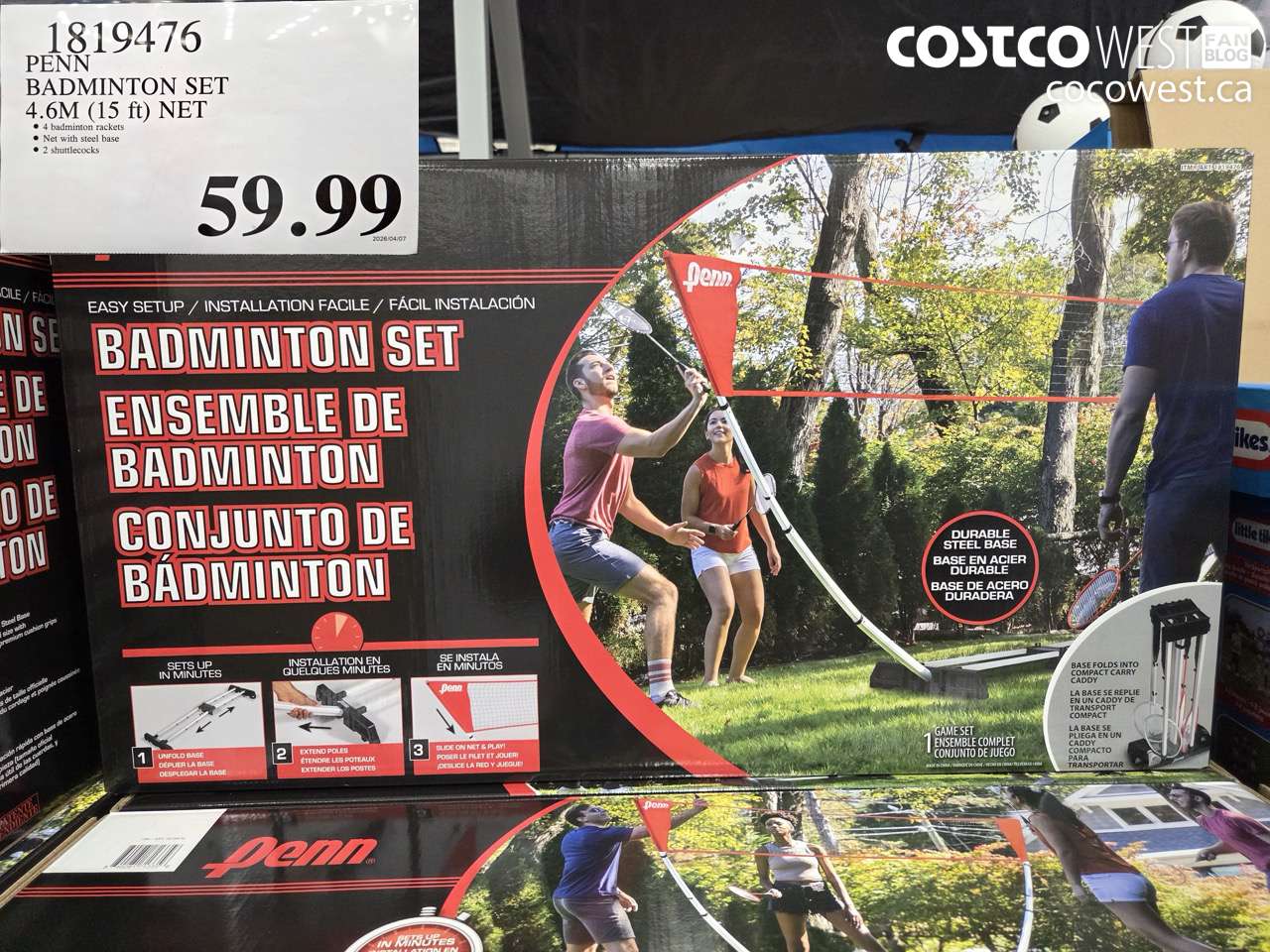 1819476 PENN BADMINTON SET 4.6M (15 FT) NET $59.99