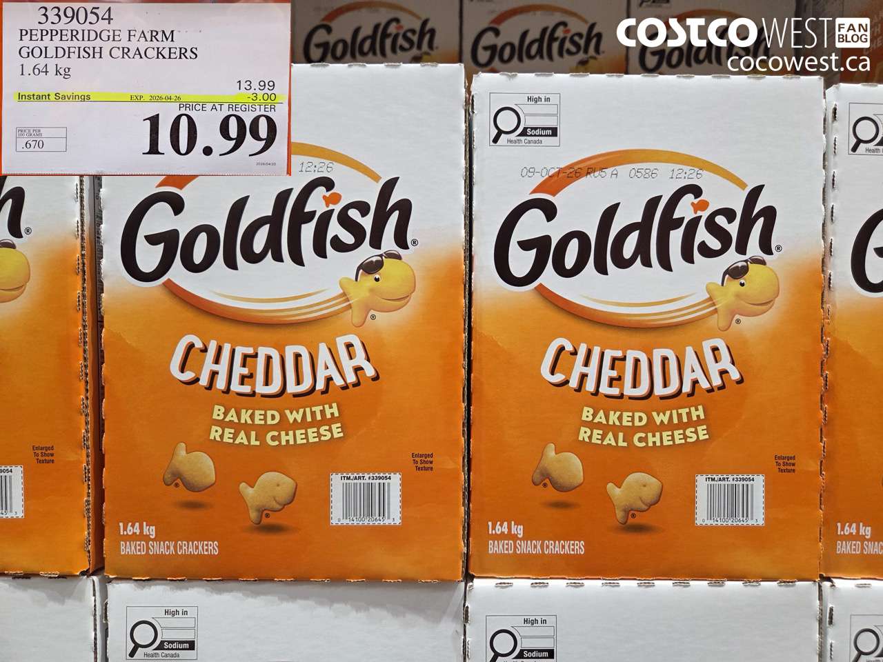 339054 PEPPERIDGE FARM GOLDFISH CRACKERS 1.64 KG ($3.00 INSTANT SAVINGS EXPIRES ON 2026-04-26) $10.99
