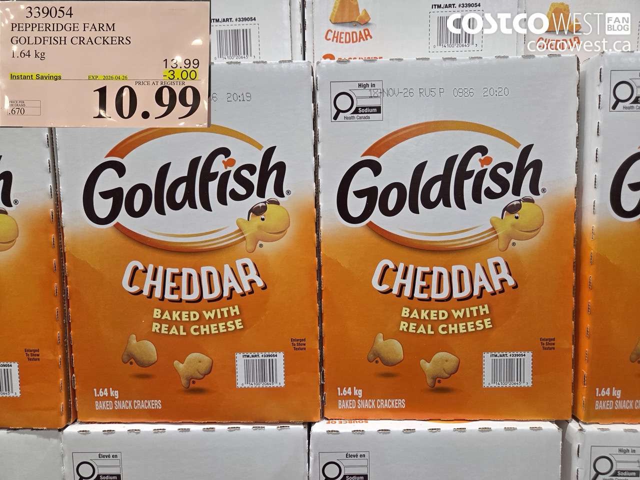 339054 PEPPERIDGE FARM GOLDFISH CRACKERS 1.64 KG ($3.00 INSTANT SAVINGS EXPIRES ON 2026-04-26) $10.99