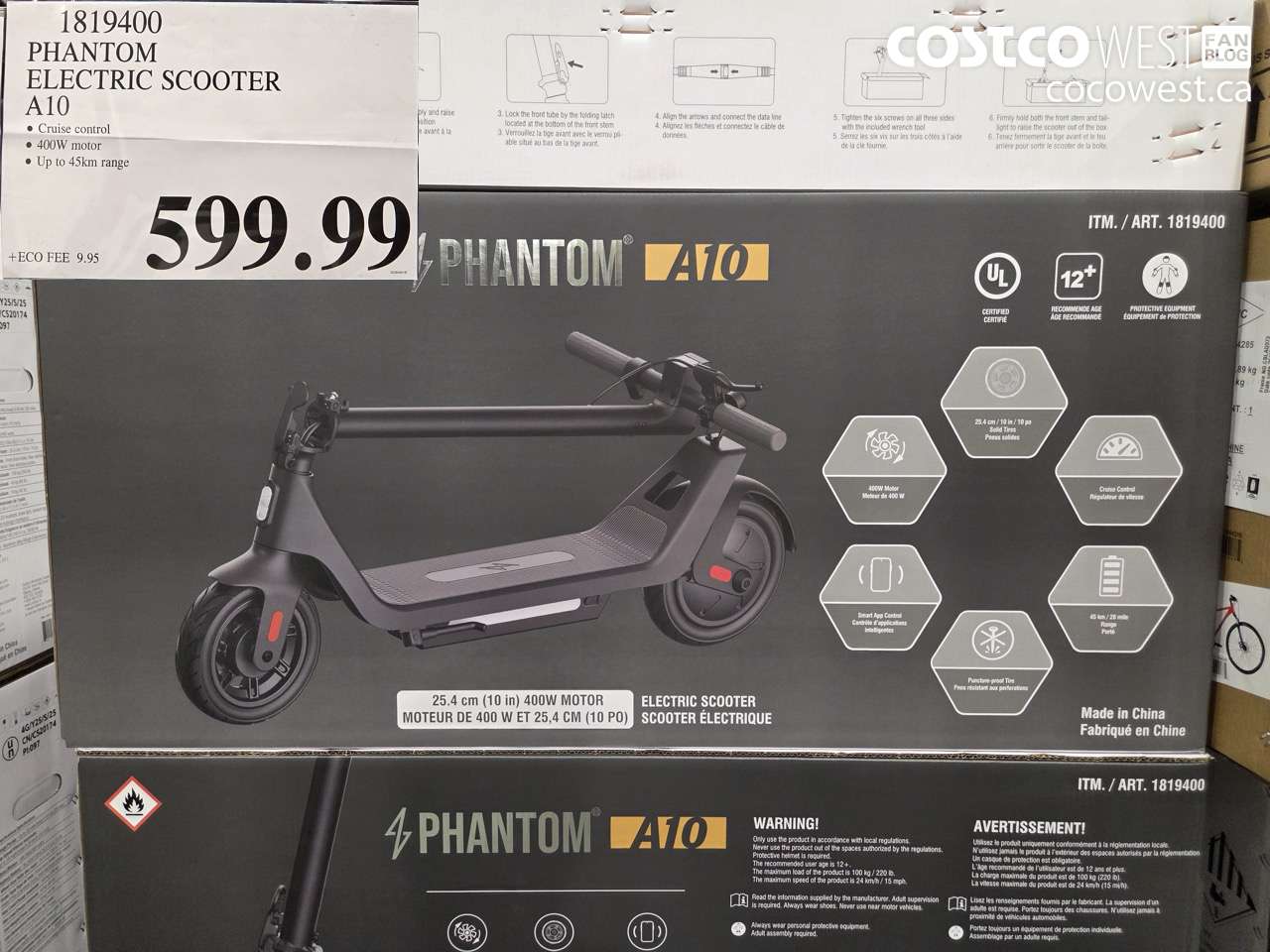 1819400 PHANTOM ELECTRIC SCOOTER A10 $599.99