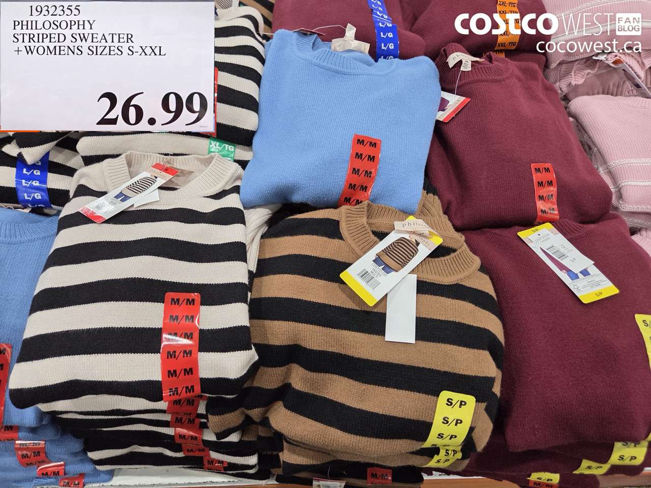 1932355 PHILOSOPHY STRIPED SWEATER + WOMENS SIZES S-XXL $26.99