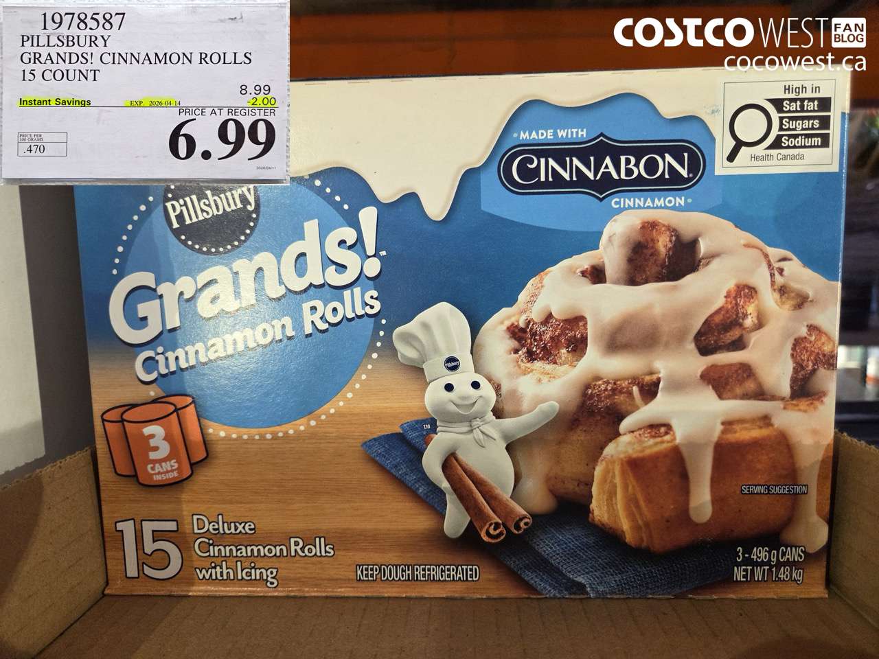 1978587 PILLSBURY GRANDS! CINNAMON ROLLS 15 COUNT ($2.00 INSTANT SAVINGS EXPIRES ON 2026-04-14) $6.99