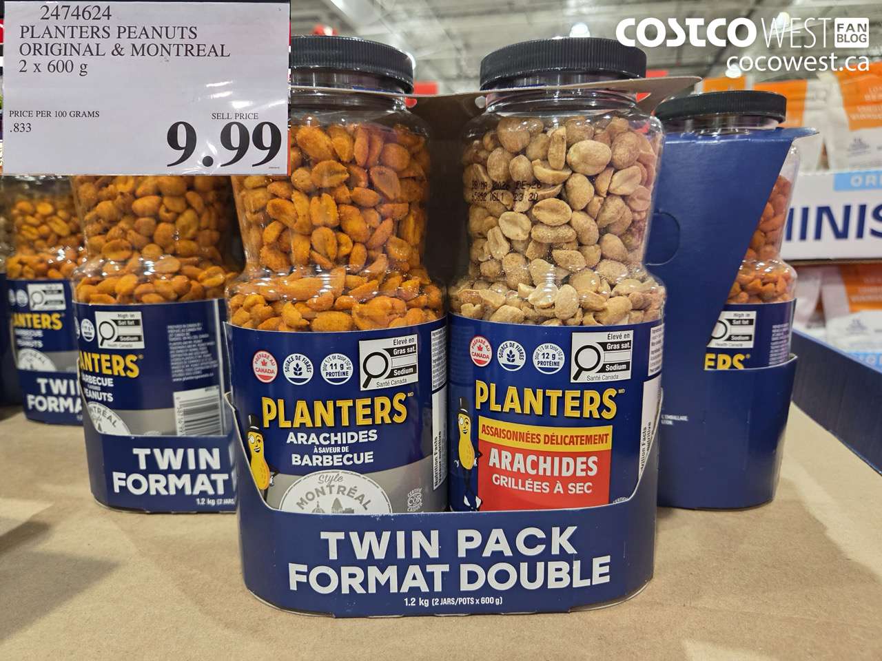 2474624 PLANTERS PEANUTS ORIGINAL & MONTREAL 2 X 600 G $9.99