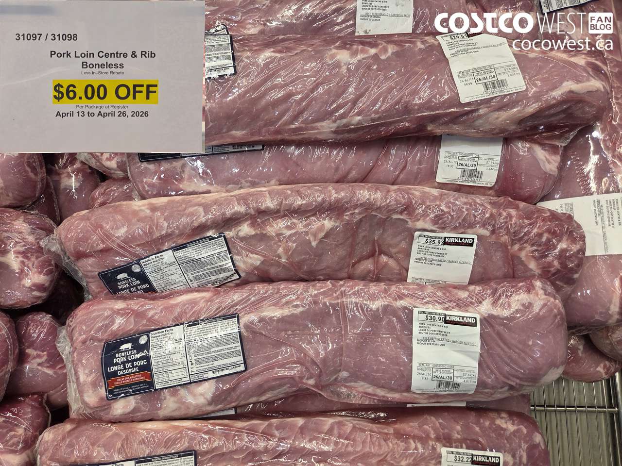 31097 PORK LOIN CENTRE & RIB BONELESS ($6.00 INSTANT SAVINGS EXPIRES ON 2026-04-26)