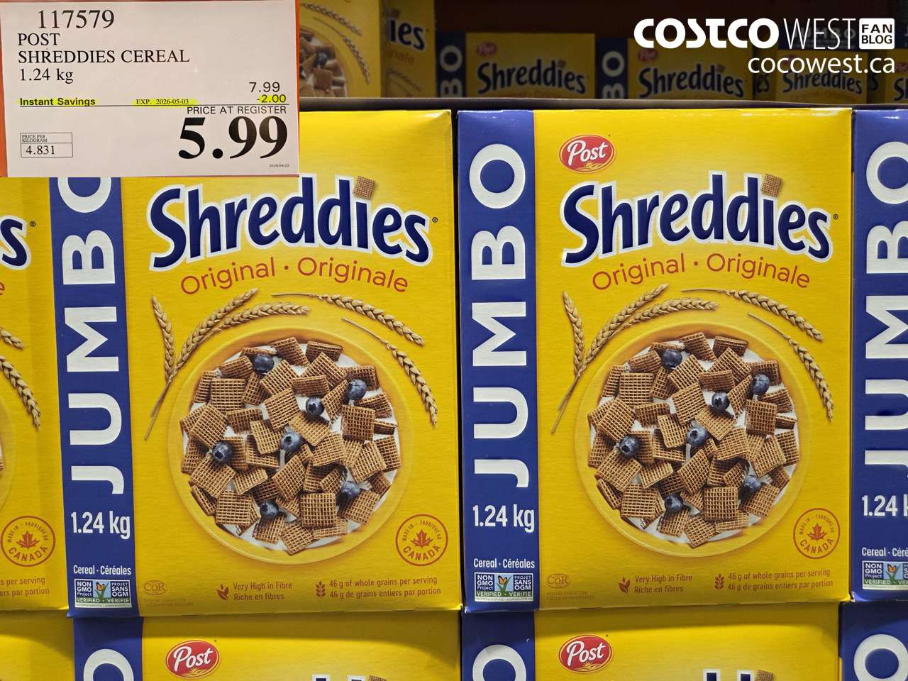 117579 POST SHREDDIES CEREAL 1.24 KG ($2.00 INSTANT SAVINGS EXPIRES ON 2026-05-03) $5.99