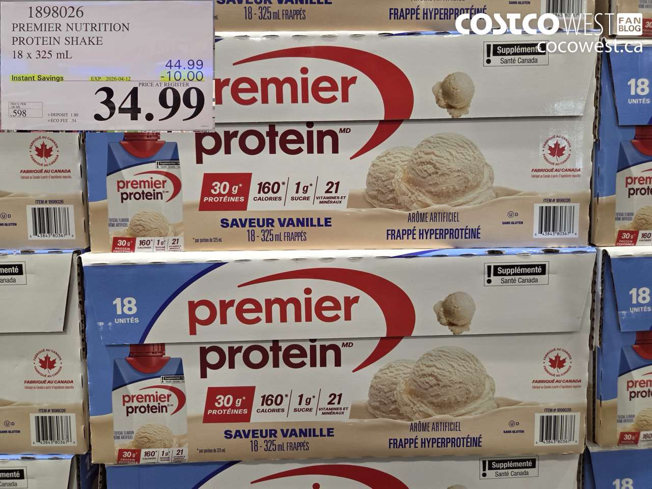 1898026 PREMIER NUTRITION PROTEIN SHAKE 18 X 325 ML ($10.00 INSTANT SAVINGS EXPIRES ON 2026-04-12) $34.99
