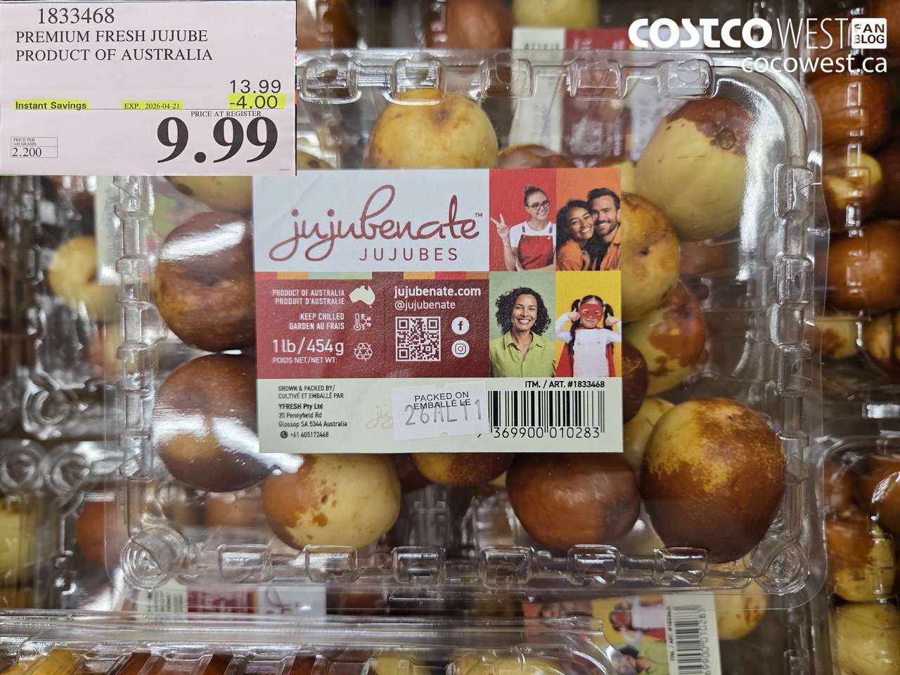 1833468 PREMIUM FRESH JUJUBE PRODUCT OF AUSTRALIA ($4.00 INSTANT SAVINGS EXPIRES ON 2026-04-21) $9.99