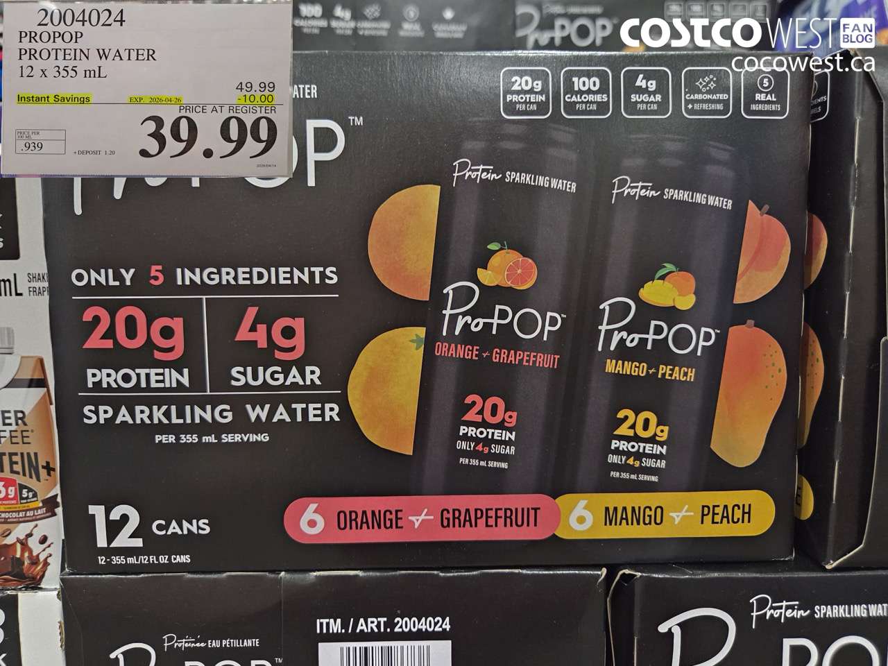 2004024 PROPOP PROTEIN WATER 12 X 355 ML ($10.00 INSTANT SAVINGS EXPIRES ON 2026-04-26) $39.99
