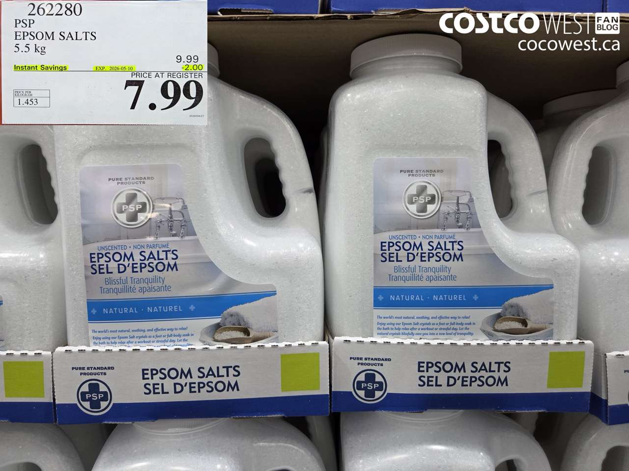 262280 PSP EPSOM SALTS 5.5 KG ($2.00 INSTANT SAVINGS EXPIRES ON 2026-05-10) $7.99