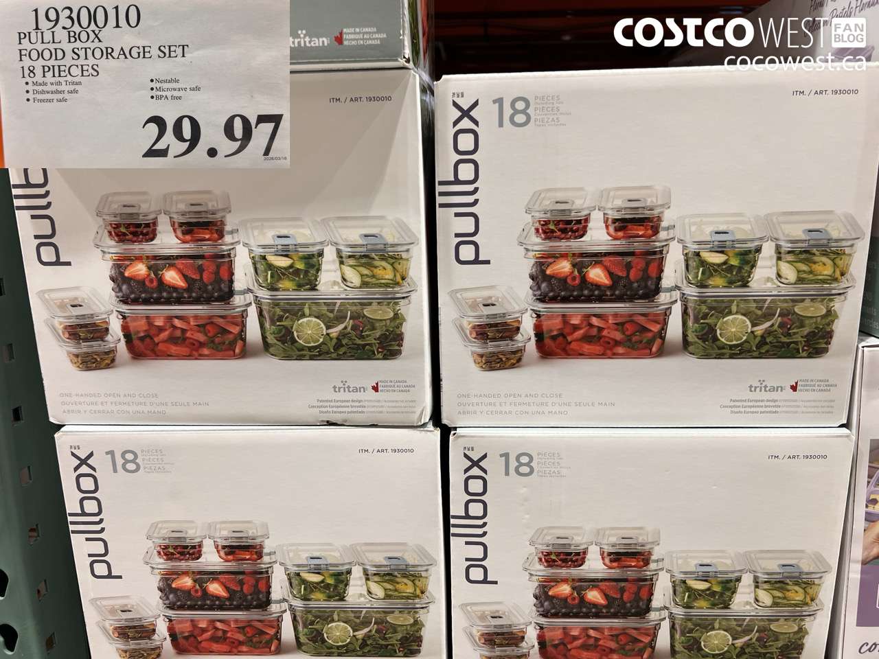 1930010 PULL BOX FOOD STORAGE SET 18 PIECES $29.97