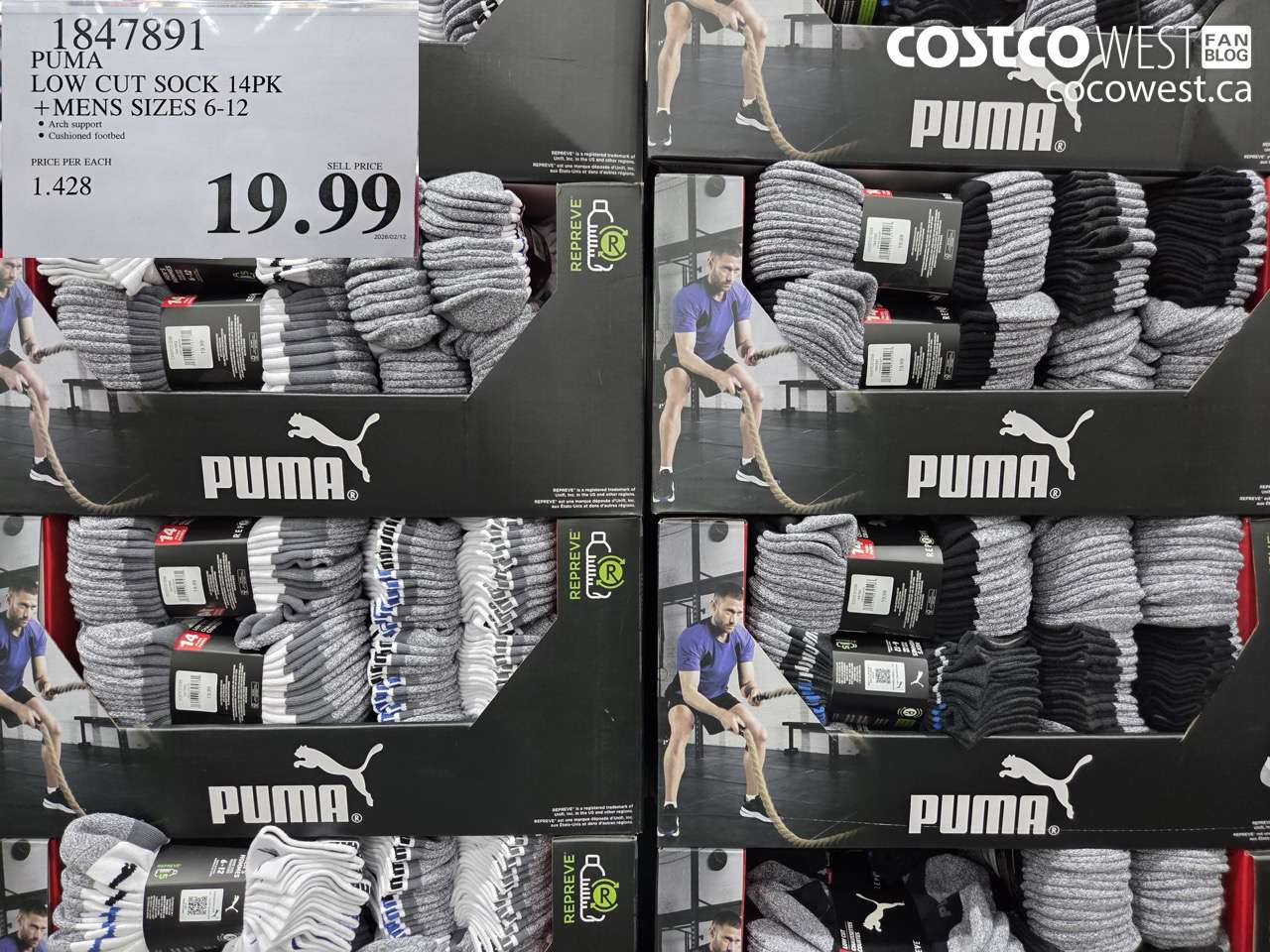 1847891 PUMA LOW CUT SOCK 14PK +MENS SIZES 6-12 $19.99