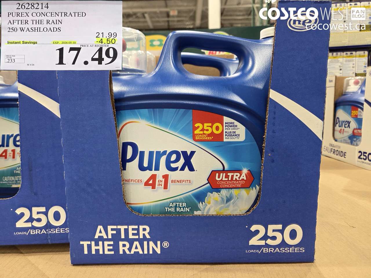 2628214 PUREX CONCENTRATED AFTER THE RAIN 250 WASHLOADS ($4.50 INSTANT SAVINGS EXPIRES ON 2026-05-10) $17.49