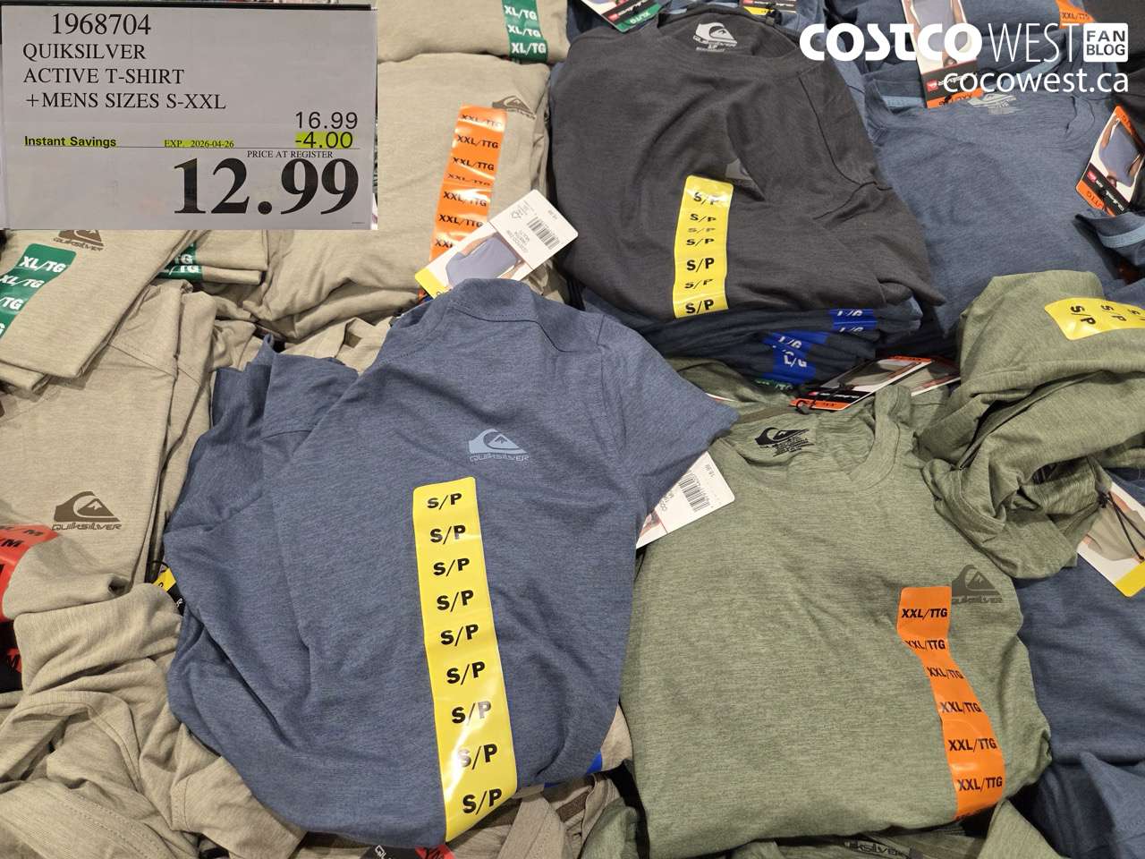 1968704 QUICKSILVER ACTIVE T-SHIRT MENS SIZES S-XXL ($4.00 INSTANT SAVINGS EXPIRES ON 2026-04-26) $12.99