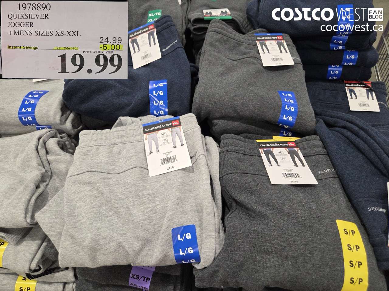 1978890 QUICKSILVER JOGGER +MENS SIZES XS-XXL ($5.00 INSTANT SAVINGS EXPIRES ON 2026-04-26) $19.99