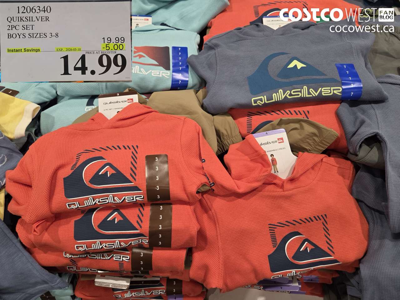 1206340 QUIKSILVER 2PC SET BOYS SIZES 3-8 ($5.00 INSTANT SAVINGS EXPIRES ON 2026-05-10) $14.99