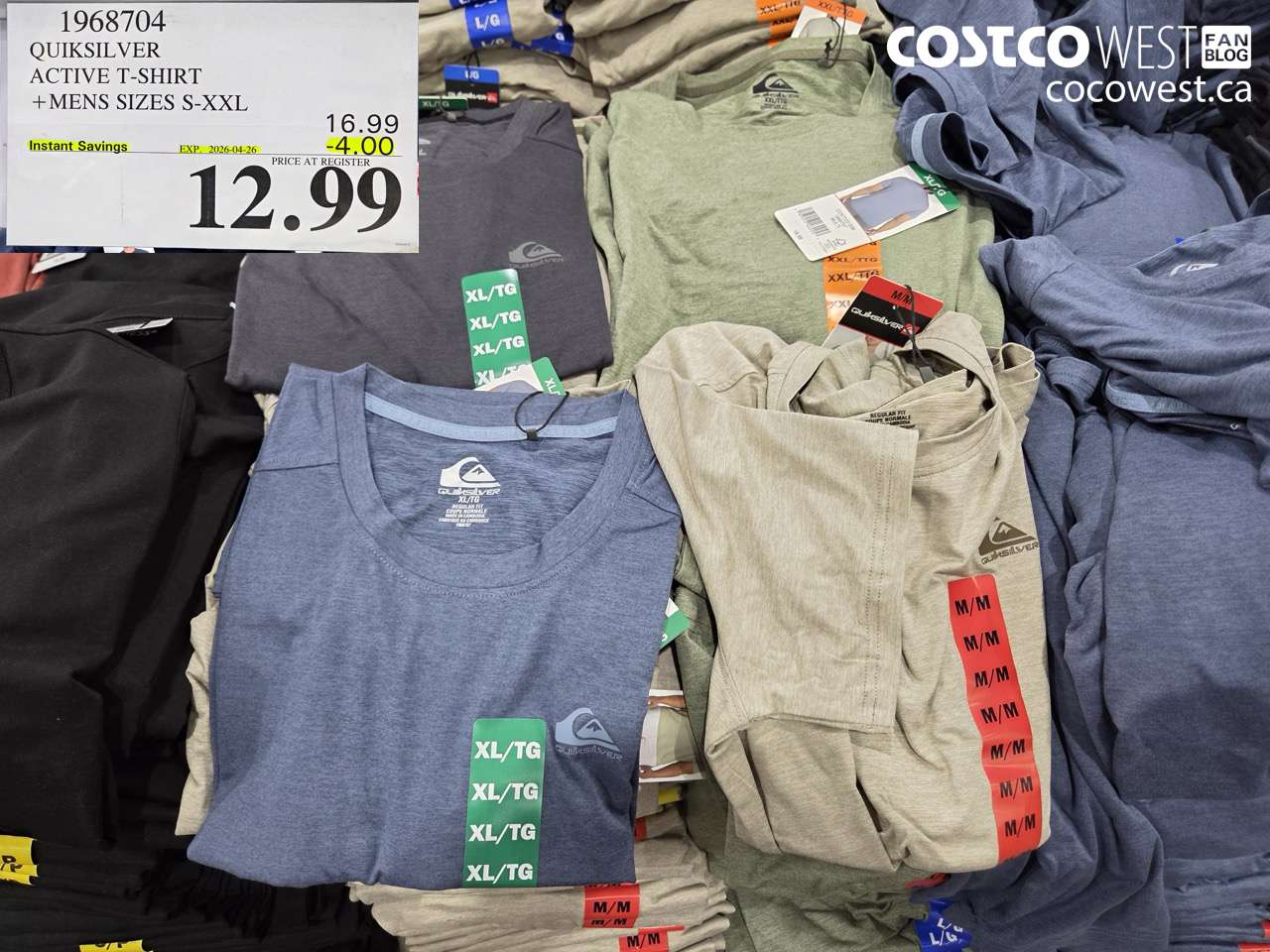 1968704 QUIKSILVER ACTIVE T-SHIRT + MENS SIZES S-XXL ($4.00 INSTANT SAVINGS EXPIRES ON 2026-04-26) $12.99