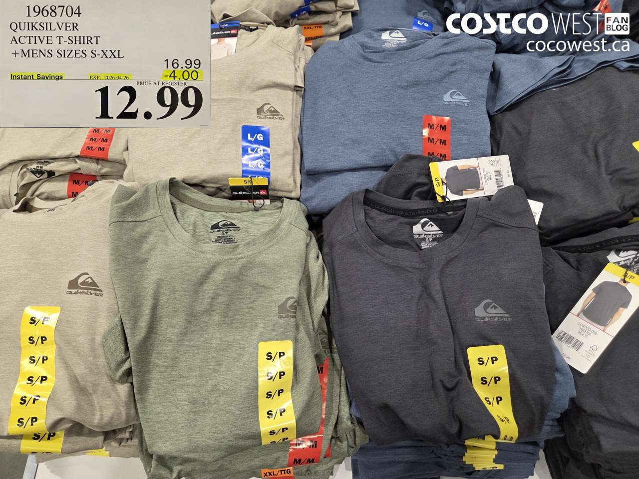 1968704 QUIKSILVER ACTIVE T-SHIRT + MENS SIZES S-XXL ($4.00 INSTANT SAVINGS EXPIRES ON 2026-04-26) $12.99