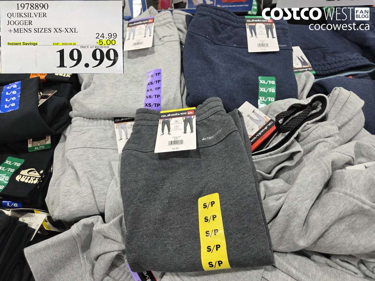 1978890 QUIKSILVER JOGGER + MENS SIZES XS-XXL ($5.00 INSTANT SAVINGS EXPIRES ON 2026-04-26) $19.99