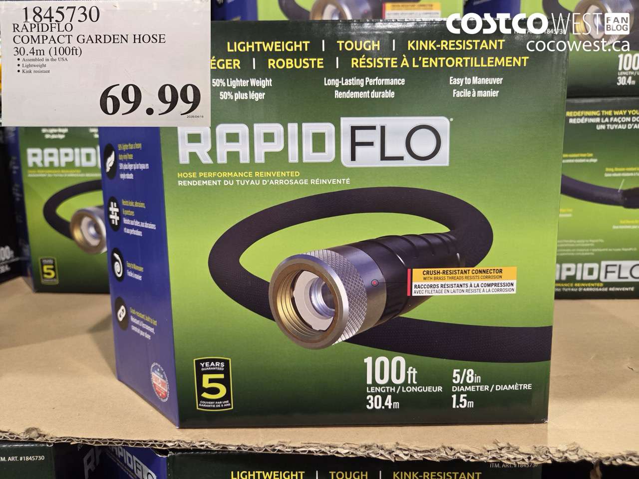 1845730 RAPIDFLO COMPACT GARDEN HOSE 30.4M (100FT) $69.99