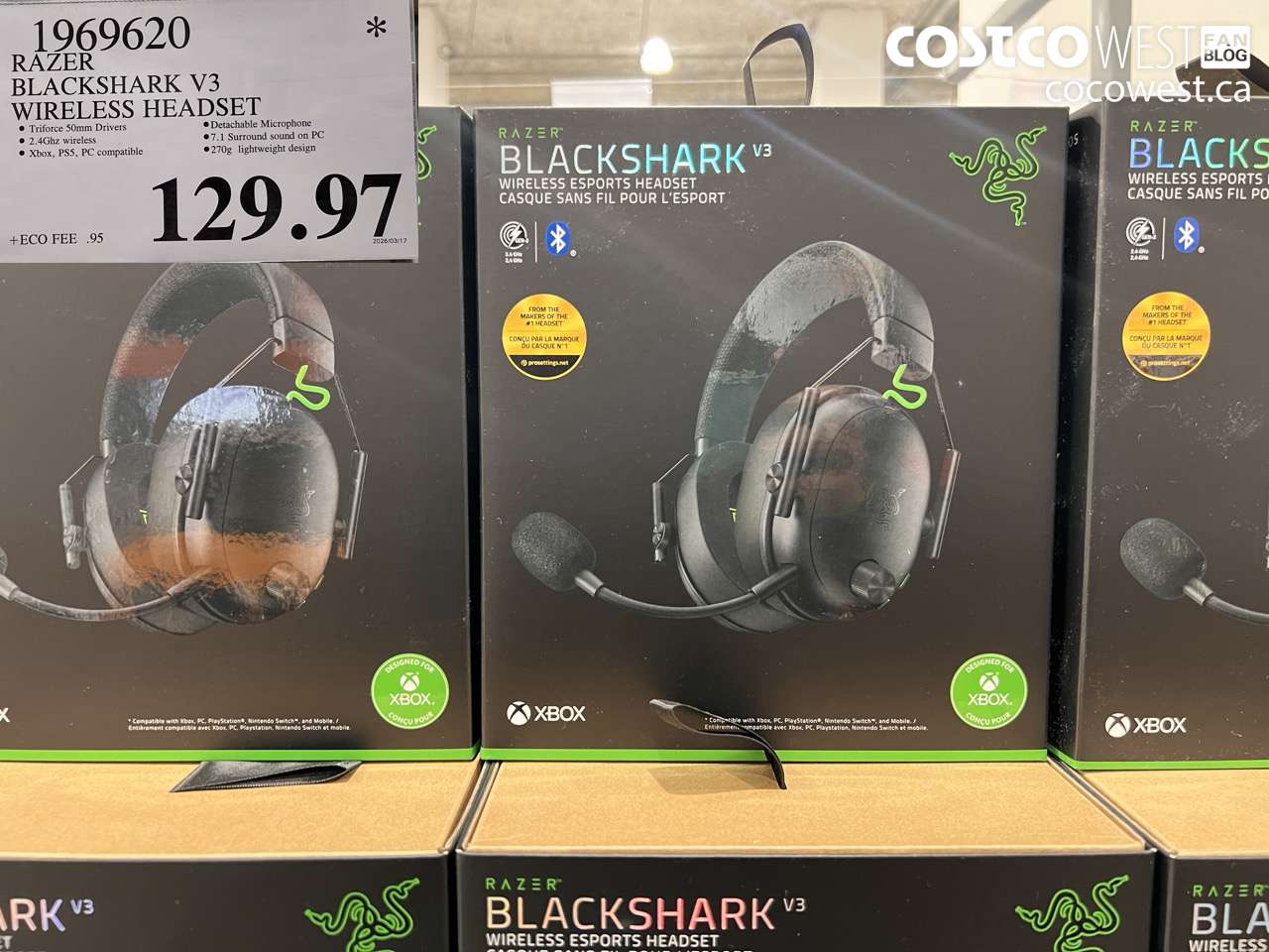 1969620 RAZER BLACKSHARK V3 WIRELESS HEADSET $129.97