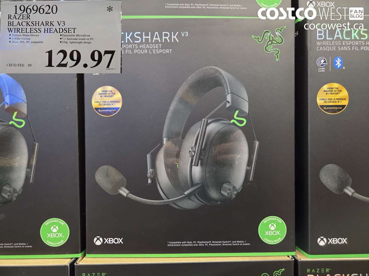 1969620 RAZER BLACKSHARK V3 WIRELESS HEADSET $129.97