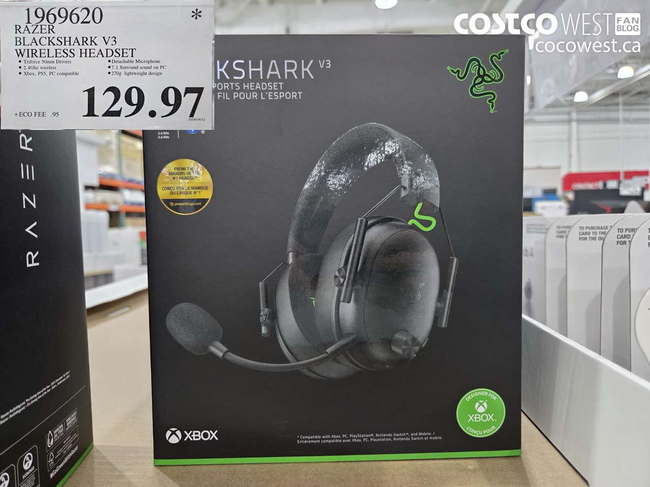 1969620 RAZER BLACKSHARK V3 WIRELESS HEADSET $129.97