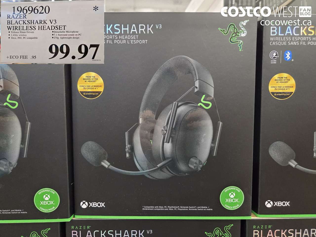 1969620 RAZER BLACKSHARK V3 WIRELESS HEADSET $99.97