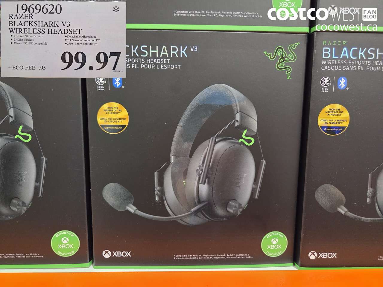 1969620 RAZER BLACKSHARK V3 WIRELESS HEADSET $99.97