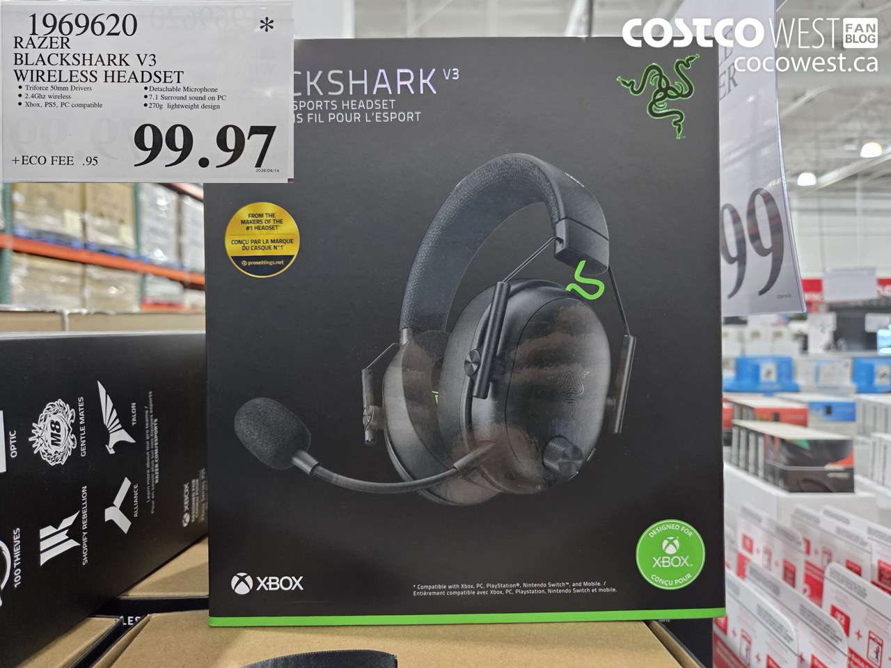 1969620 RAZER BLACKSHARK V3 WIRELESS HEADSET $99.97