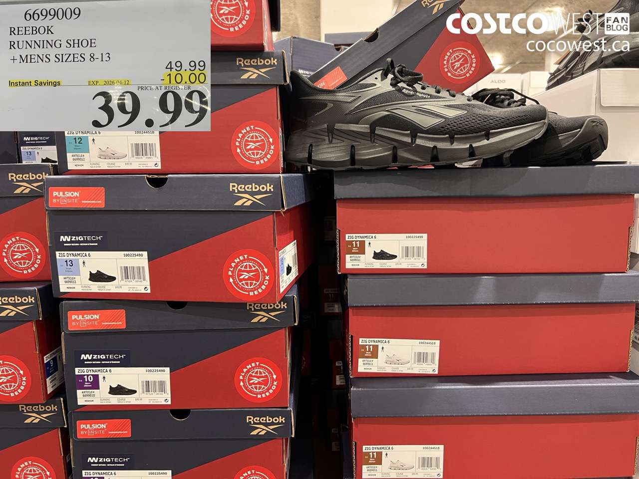 6699009 REEBOK RUNNING SHOE MENS SIZES 8-13 ($10.00 INSTANT SAVINGS EXPIRES ON 2026-04-12) $39.99