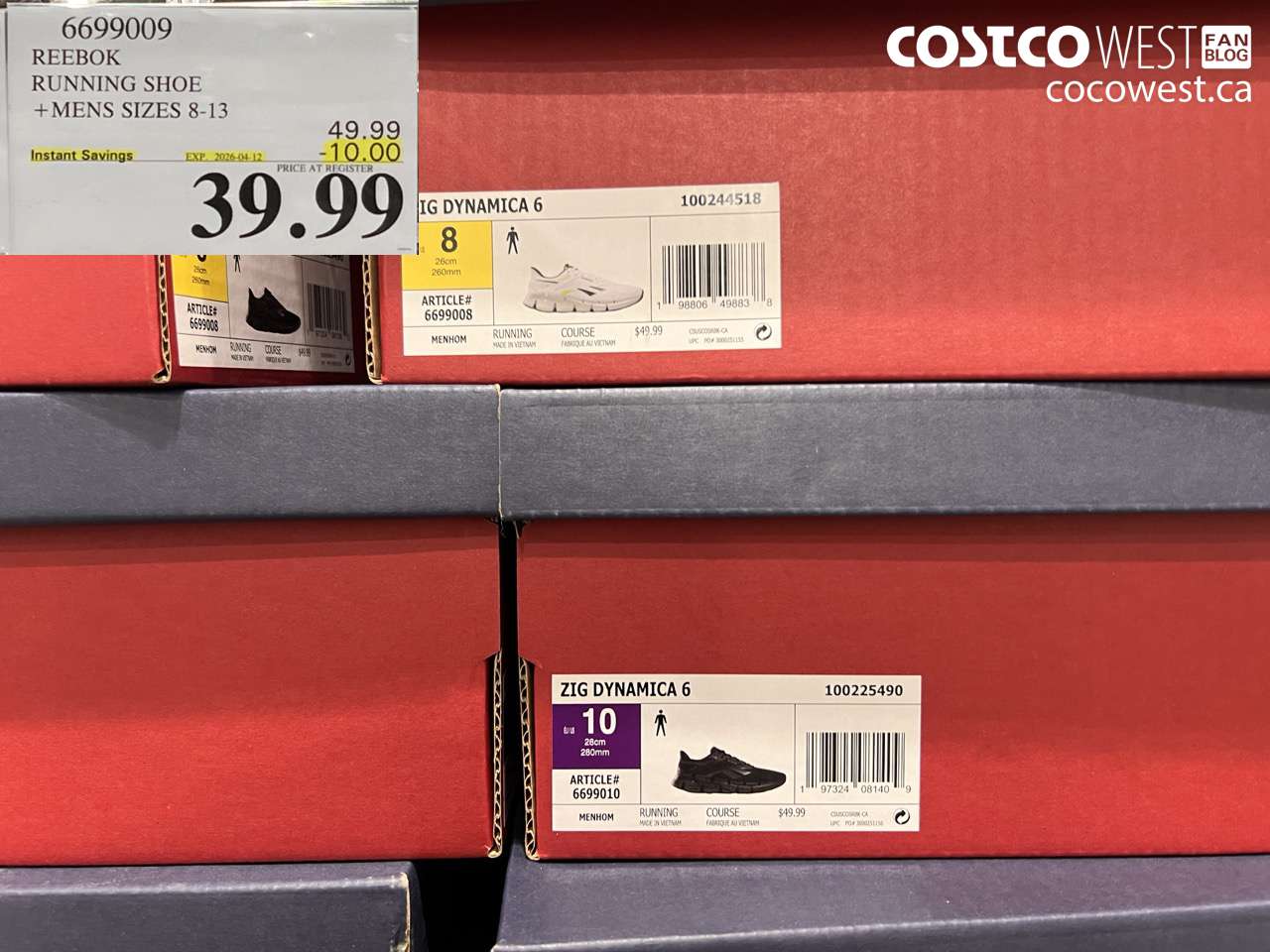 6699009 REEBOK RUNNING SHOE + MENS SIZES 8-13 ($10.00 INSTANT SAVINGS EXPIRES ON 2026-04-12) $39.99