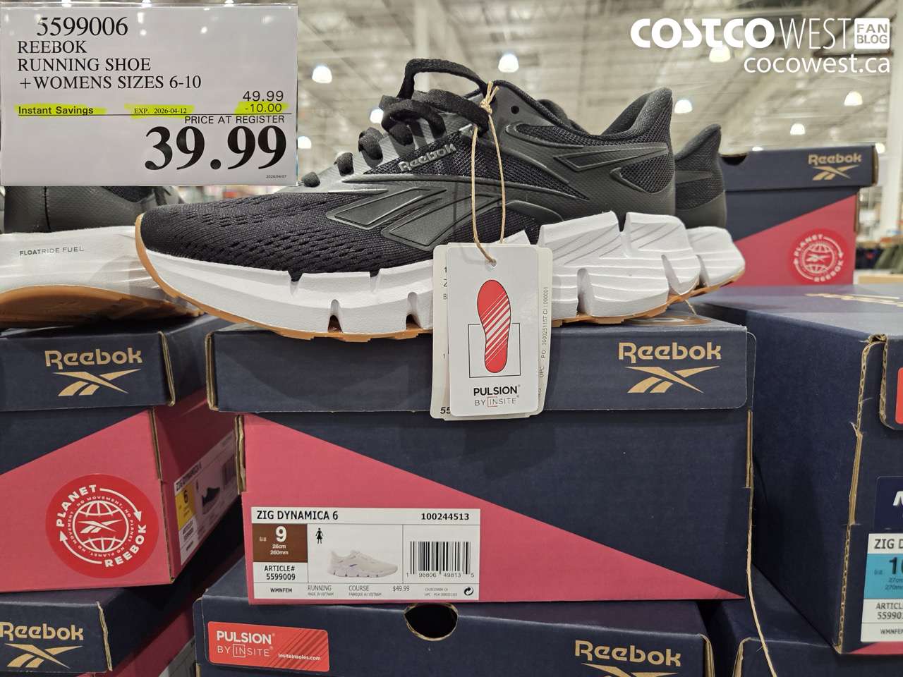5599006 REEBOK RUNNING SHOE + WOMENS SIZES 6-10 ($10.00 INSTANT SAVINGS EXPIRES ON 2026-04-12) $39.99