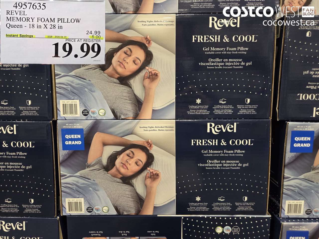 4957635 REVEL MEMORY FOAM PILLOW QUEEN - 18 IN X 28 IN ($5.00 INSTANT SAVINGS EXPIRES ON 2026-04-19) $19.99