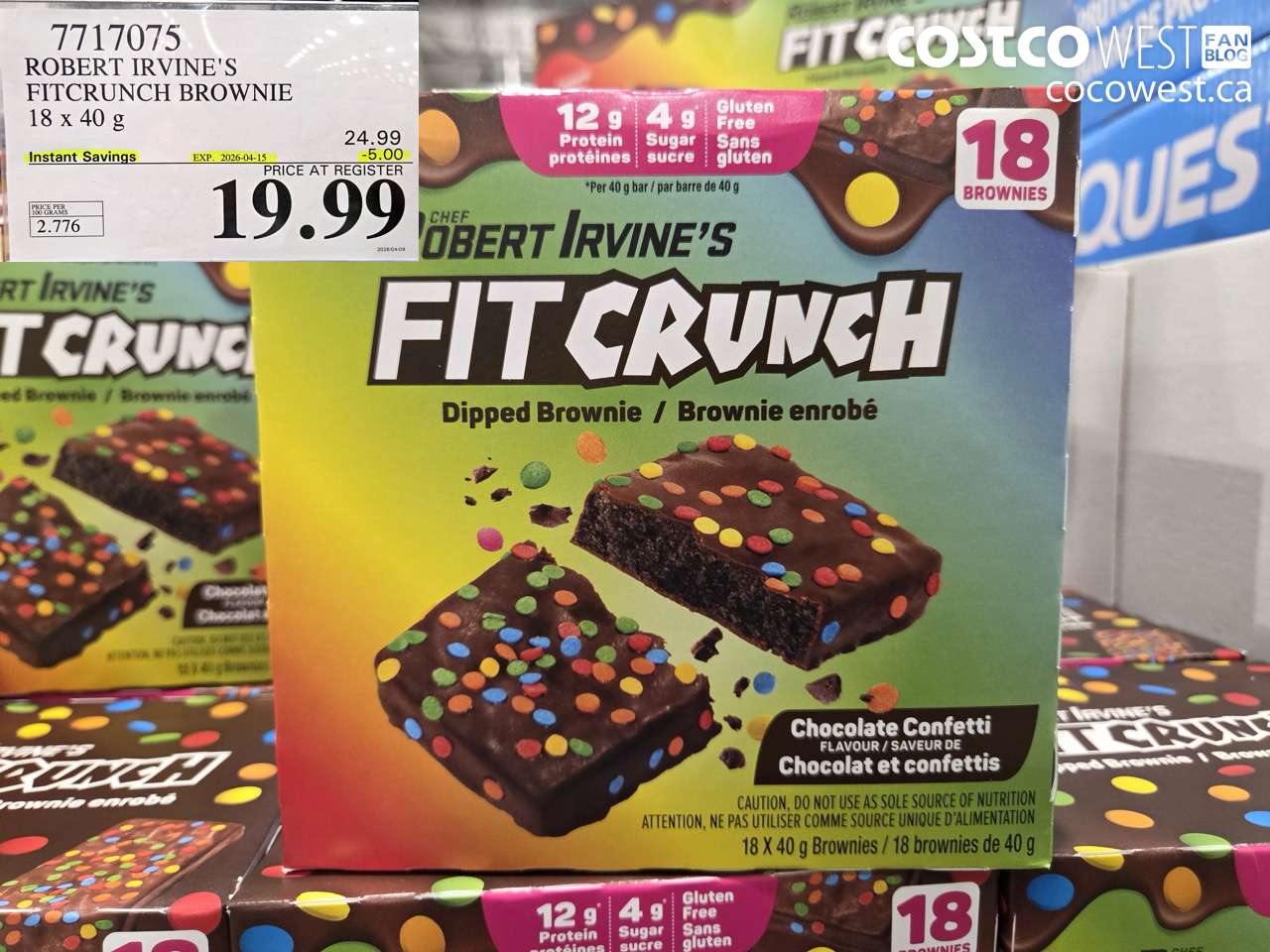 77117075 ROBERT IRVINE'S FITCRUNCH BROWNIE 18 X 40 G ($5.00 INSTANT SAVINGS EXPIRES ON 2026-04-15) $19.99