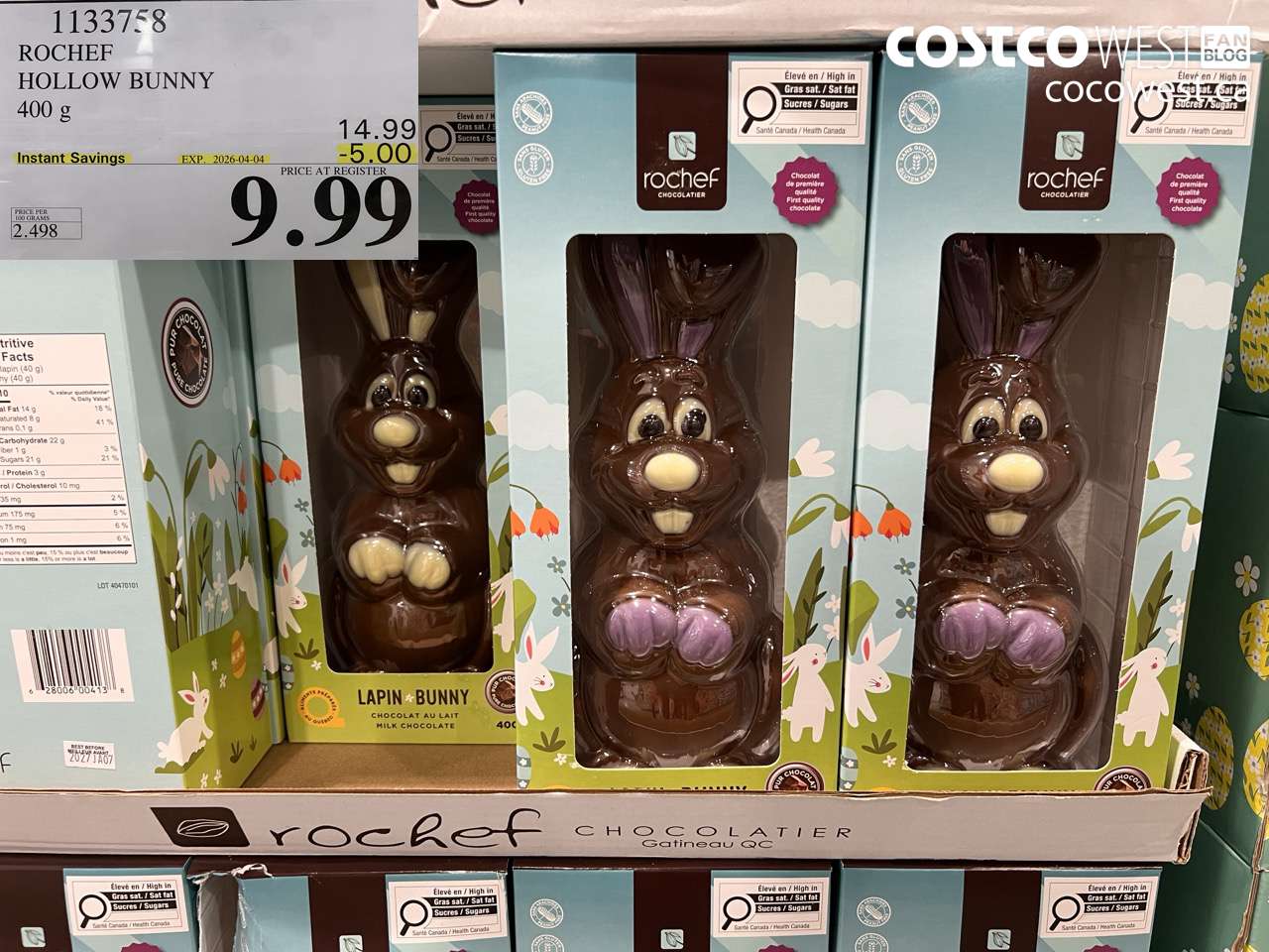 1133758 ROCHEF HOLLOW BUNNY 400 G ($5.00 INSTANT SAVINGS EXPIRES ON 2026-04-04) $9.99