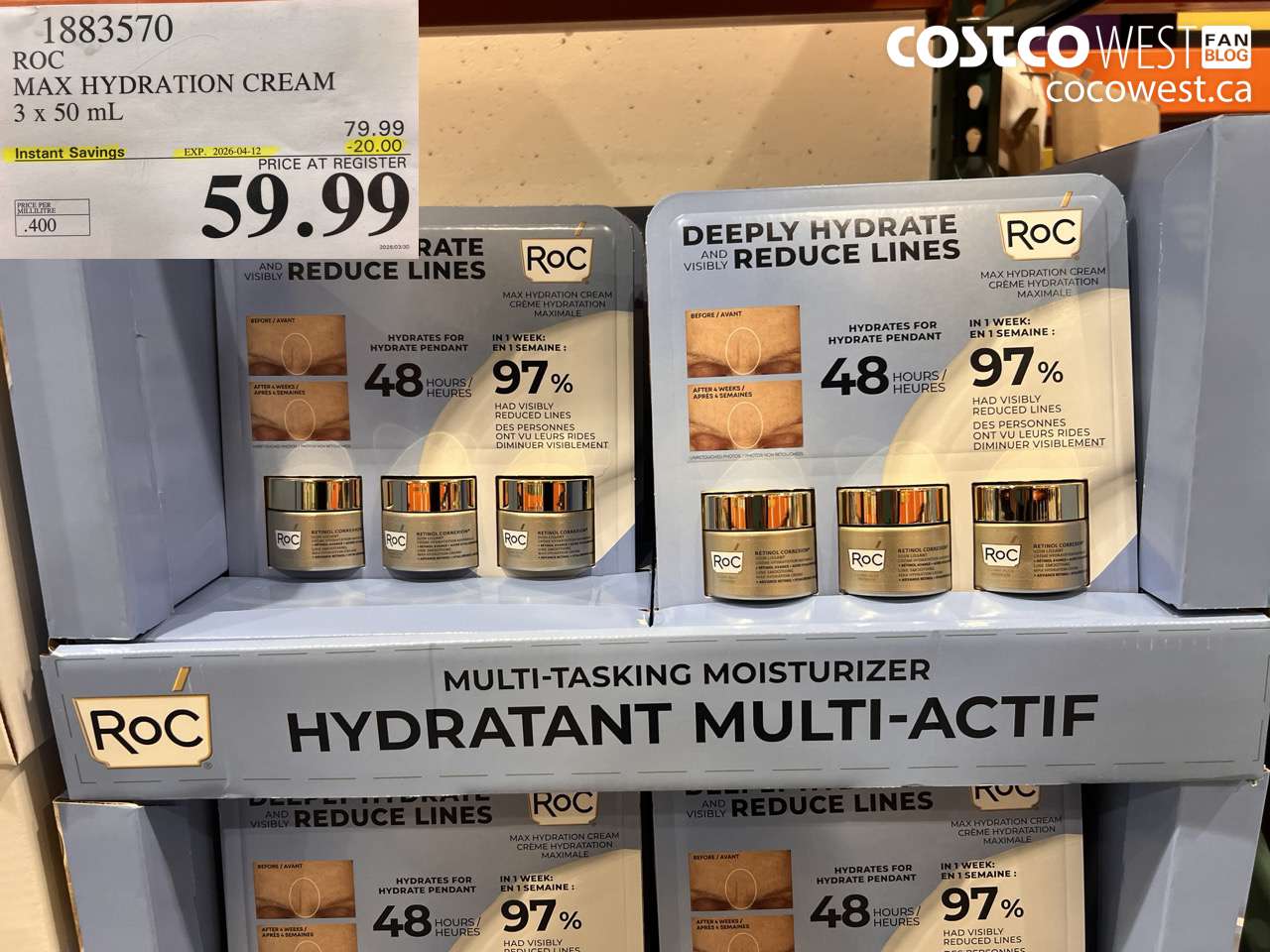 1883570 ROC MAX HYDRATION CREAM 3 X 50 ML ($20.00 INSTANT SAVINGS EXPIRES ON 2026-04-12) $59.99