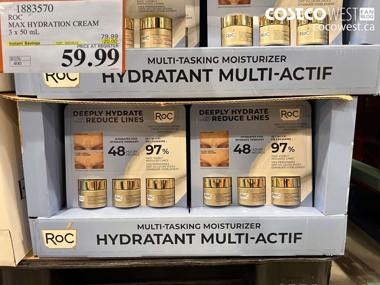 1883570 ROC MAX HYDRATION CREAM 3 x 50 mL ($20.00 INSTANT SAVINGS EXPIRES ON 2026-04-12) $59.99