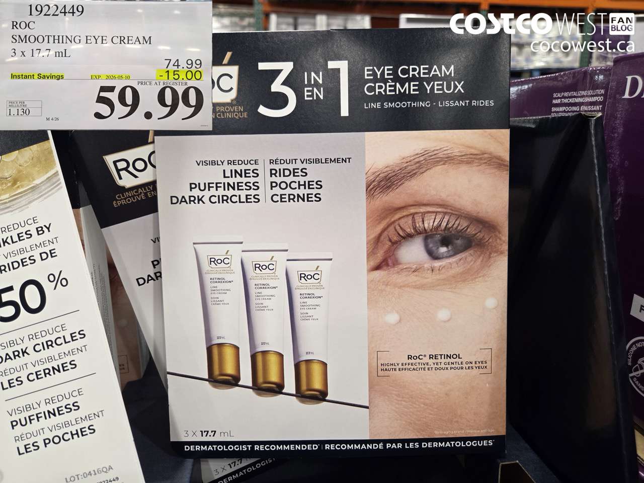 1922449 ROC SMOOTHING EYE CREAM 3 X 17.7ML ($15.00 INSTANT SAVINGS EXPIRES ON 2026-05-10) $59.99