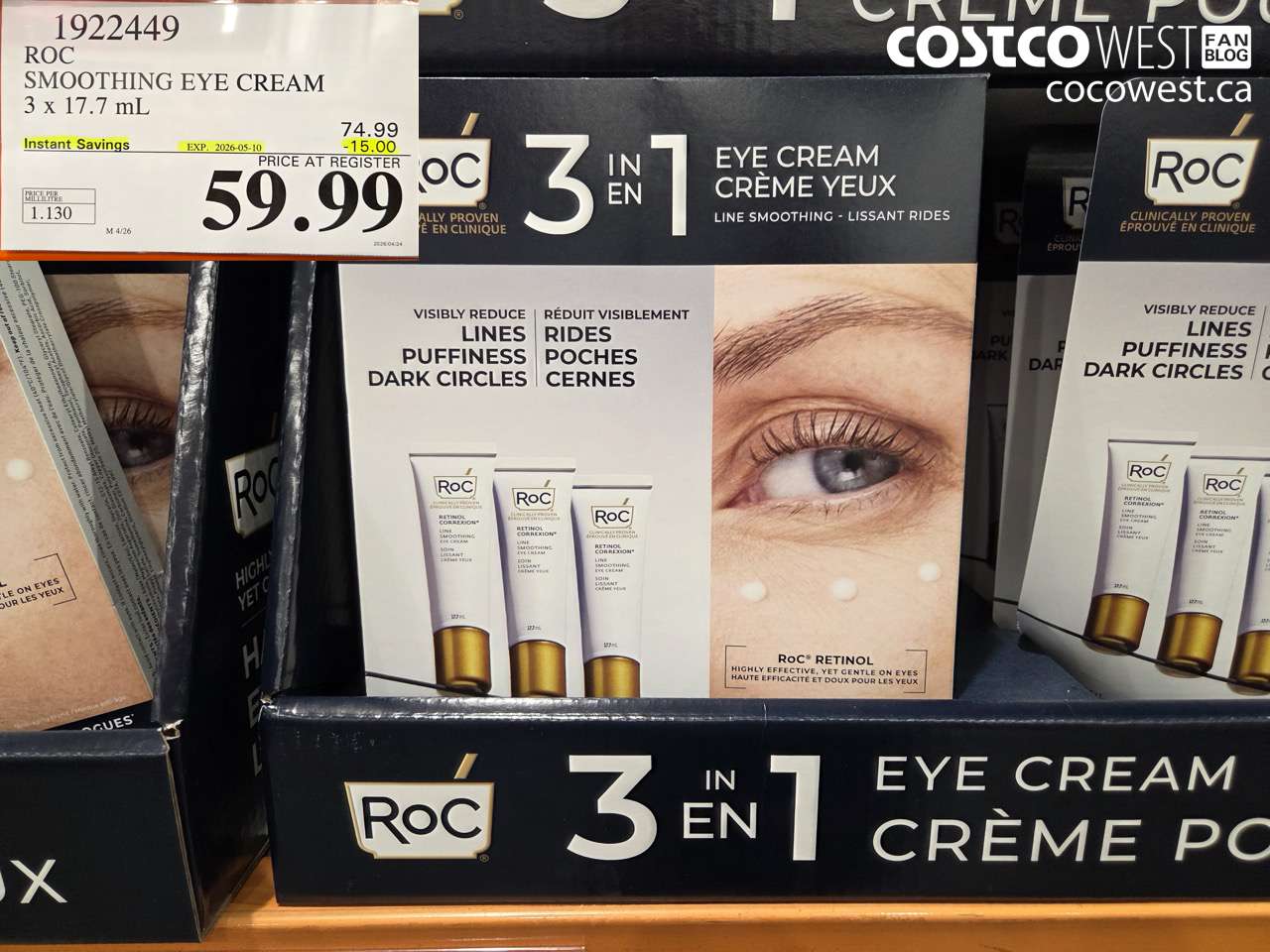 1922449 ROC SMOOTHING EYE CREAM 3 X 17.7 ML ($15.00 INSTANT SAVINGS EXPIRES ON 2026-05-10) $59.99