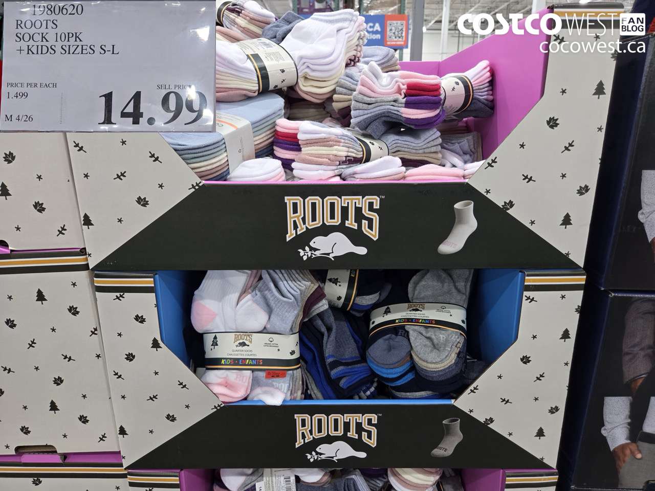 1980620 ROOTS SOCK 10PK + KIDS SIZES S-L $14.99