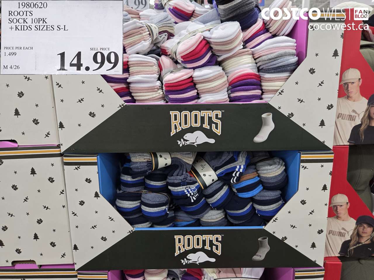 1980620 ROOTS SOCK 10PK + KIDS SIZES S-L $14.99