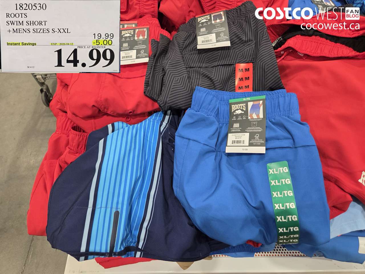 1820530 ROOTS SWIM SHORT MENS SIZES S-XXL ($5.00 INSTANT SAVINGS EXPIRES ON 2026-04-12) $14.99