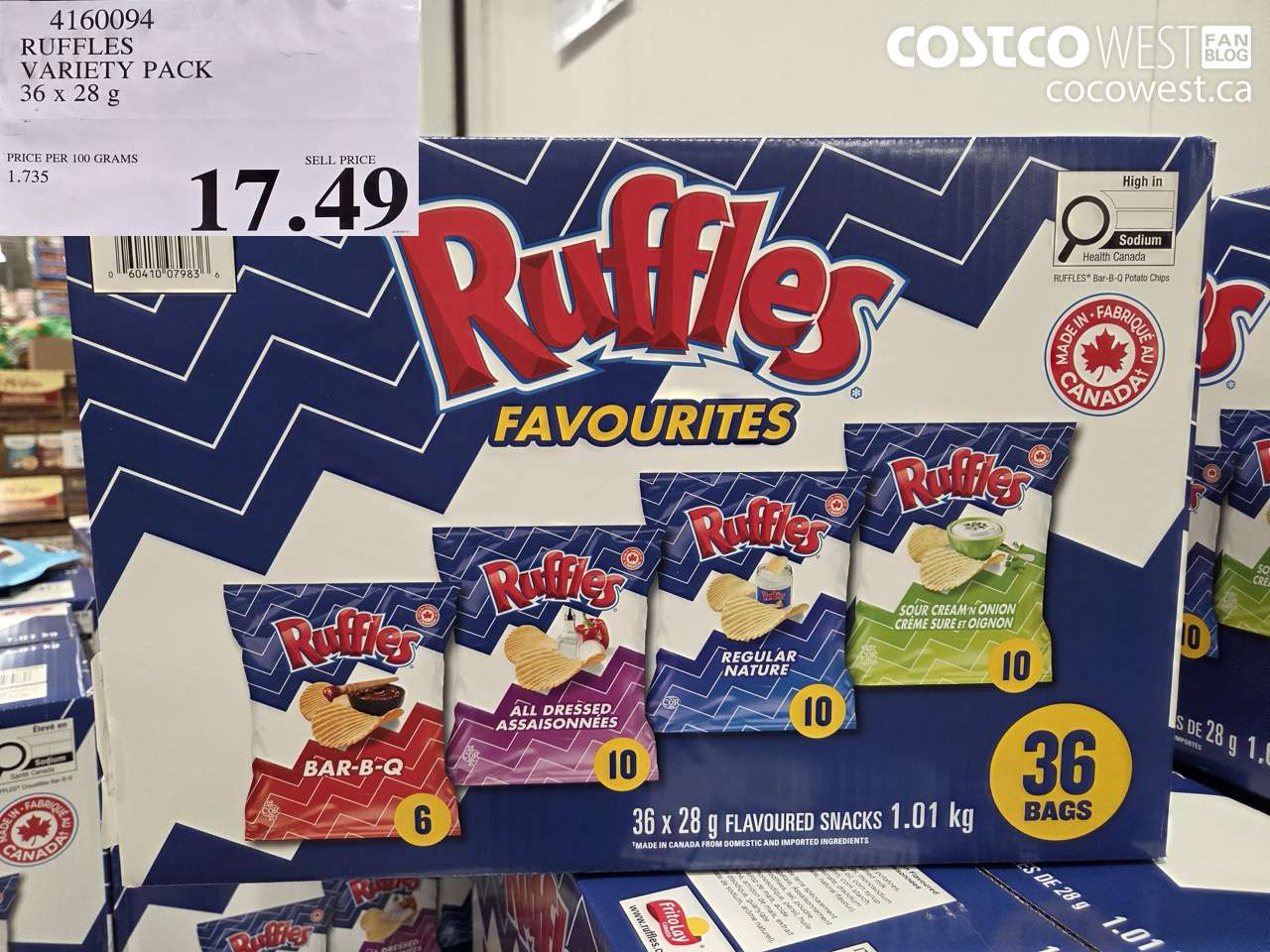 4160094 RUFFLES VARIETY PACK 36 X 28 G $17.49