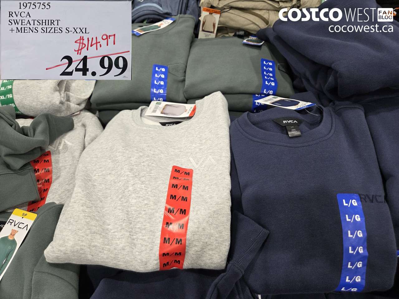 1975755 RVCA SWEATSHIRT + MENS SIZES S-XXL $14.97