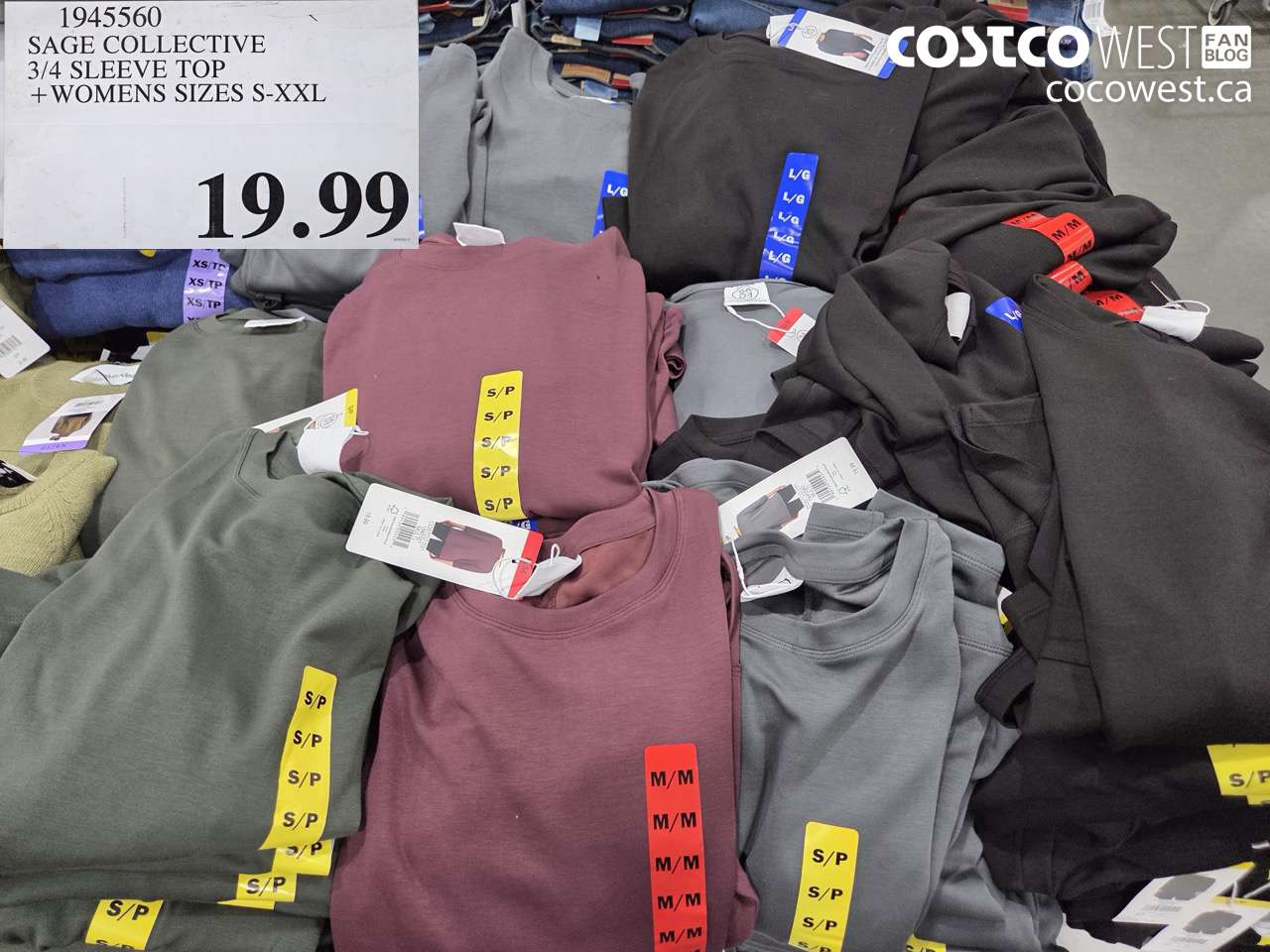 1945560 SAGE COLLECTIVE 3/4 SLEEVE TOP + WOMENS SIZES S-XXL $19.99