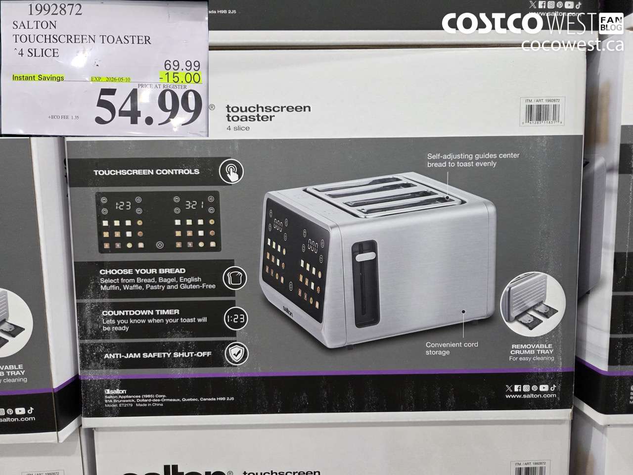1992872 SALTON TOUCHSCREEN TOASTER 4 SLICE ($15.00 INSTANT SAVINGS EXPIRES ON 2026-05-10) $54.99