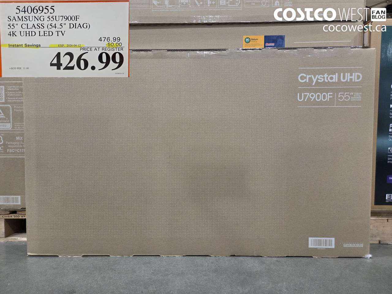 5406955 SAMSUNG 55U7900F 55 CLASS (54.5 DIAG) 4K UHD LED TV ($50.00 INSTANT SAVINGS EXPIRES ON 2026-04-12) $426.99