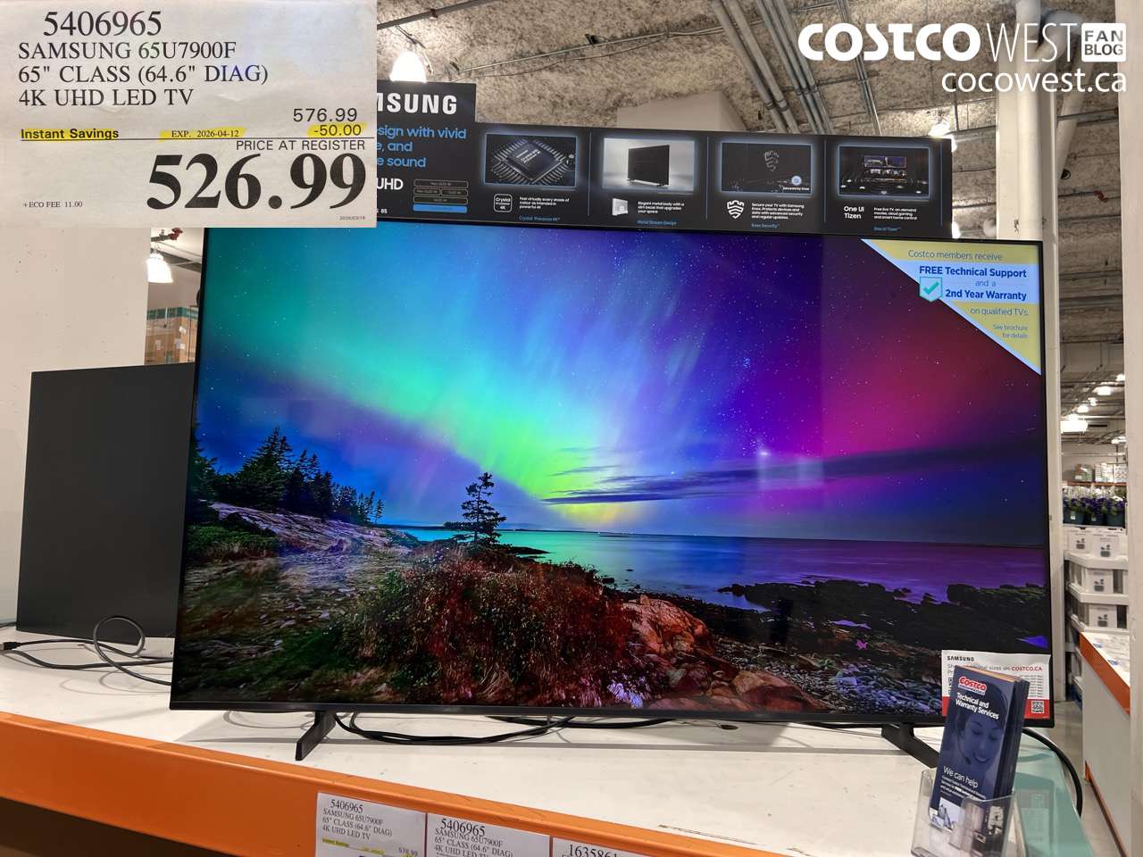 5406965 SAMSUNG 65U7900F 65 INCH CLASS (64.6 DIAG) 4K UHD LED TV ($50.00 INSTANT SAVINGS EXPIRES ON 2026-04-12) $526.99