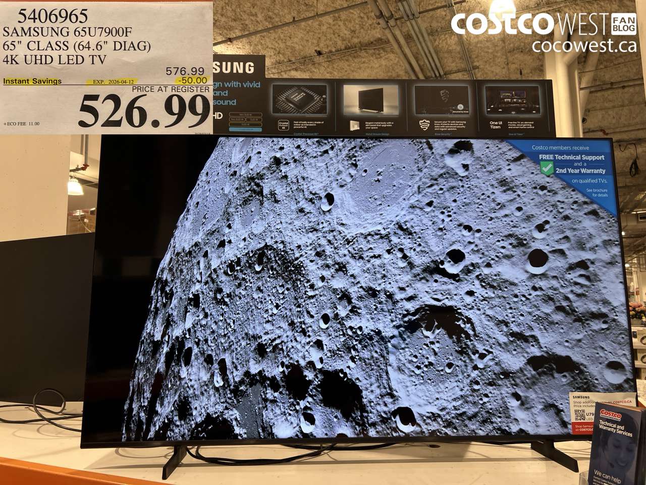 5406965 SAMSUNG 65U7900F 65 INCH CLASS (64.6 INCH DIAG) 4K UHD LED TV ($50.00 INSTANT SAVINGS EXPIRES ON 2026-04-12) $526.99